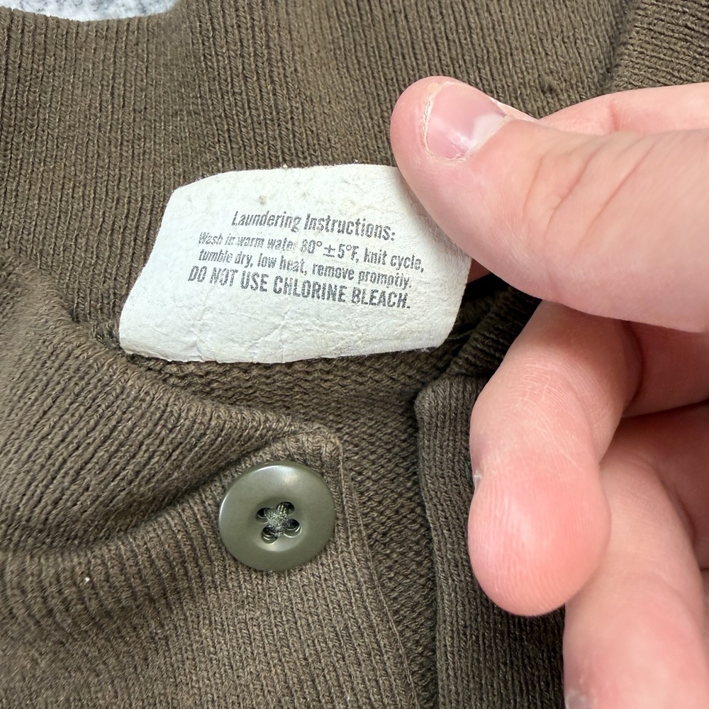 Vintage Military Sweater Men XL OD Olive Drab 5 Button Henley Acrylic Combat 90s - Picture 5 of 8